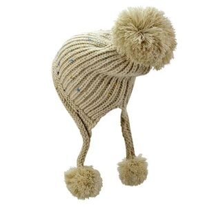 LUXURY DIVAS Knit Slouchy Tibetan Hat With Pom Pom